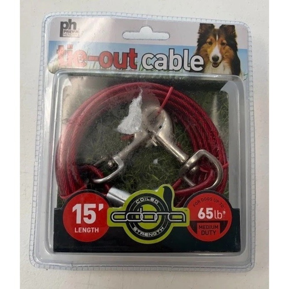 Prevue Pet Products 15' Tie-Out Cable Heavy Duty #2199- For Dogs Up to 65 lbs